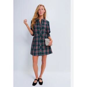 Tuckernuck Tartan Plaid Mini Dress Holiday Party Christmas Winter Shirt Dress XL